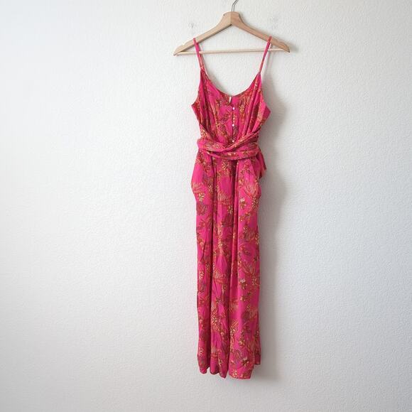 NWOT Free People Women's Jumpsuit Hot Tropics Pink 6 Wide Leg Tropical Vacation - Picture 9 of 12